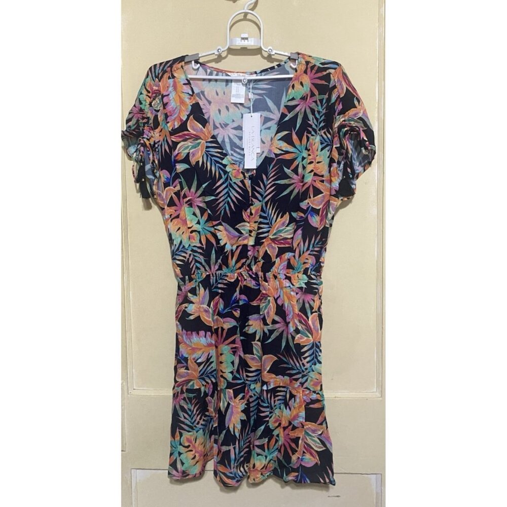 La Blanca Resortwear Best Escape Mini Dress Medium Cover Up Tropical Hawaiian